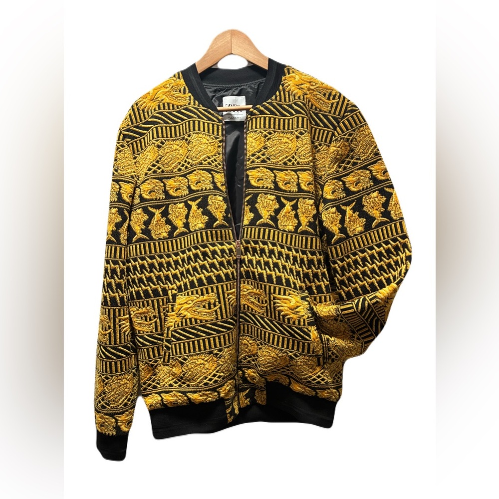Zara Black and Gold Embroidered Jacket
